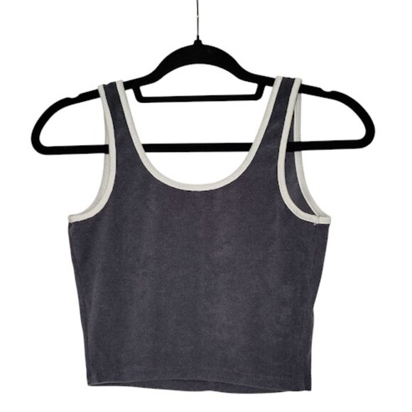 SO Vintage Y2k Inspired Sporty Retro Contrast Binding Terry Cloth Crop Top XS - Picture 1 of 7